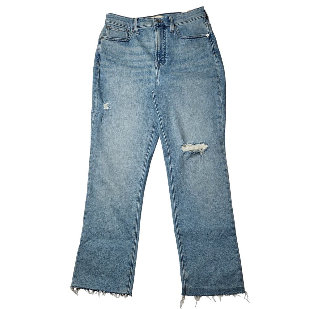 Madewell Petite Perfect Vintage Jeans Light Coffee Wash Worn In Edition Rip 26P - Picture 3 of 14